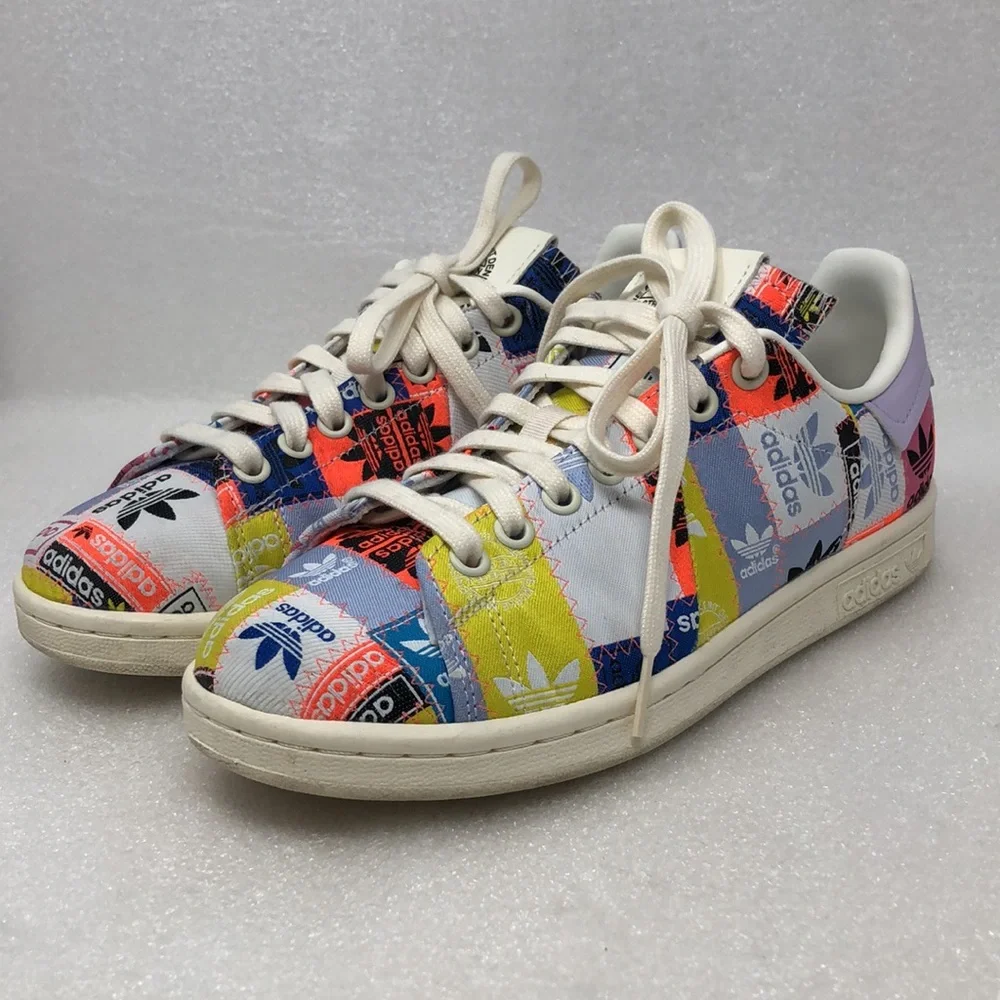 adidas Originals Sneakers Stan Smith Patchwork Trefoils  H03921 Size 6.5 - Picture 2 of 12